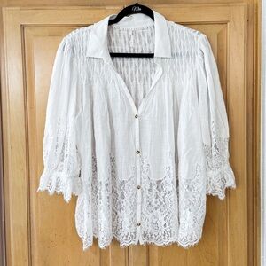 Anthropologie Victorian sheer lace blouse